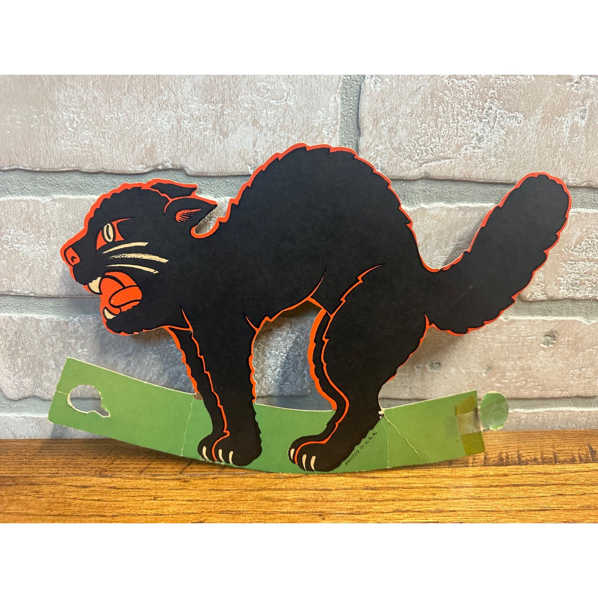 Vintage 1950s Beistle Halloween Diecut Standup - Screeching Black Cat