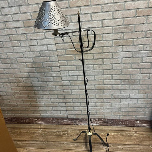 Primitive-Style Punched-Tin Rustic Farmhouse Decor Floor Lamp Light