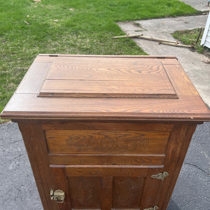 Antique Wooden Oak Ice Box Fridge Cabinet Cupboard