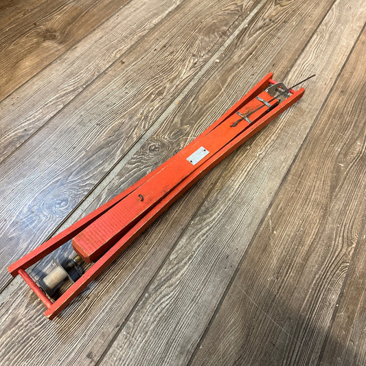 Vintage Wooden Ice Fishing Tip-Up -- J. Wegener Mfg "Tip-O-Lite" Orange