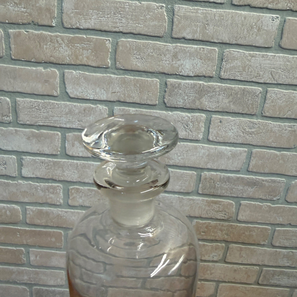Vintage Glass Pharmacy Apothecary Bottle With Stopper and Glass Label Reading Tr. Cinnam. (Tincture of Cinnamon)