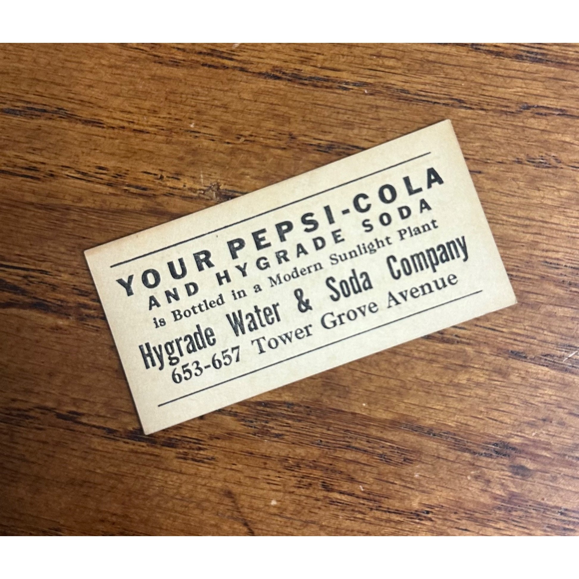 SCARCE c1937 Pepsi Cola Soda Bottle Refund Coupon Early Hygrade Water Co.