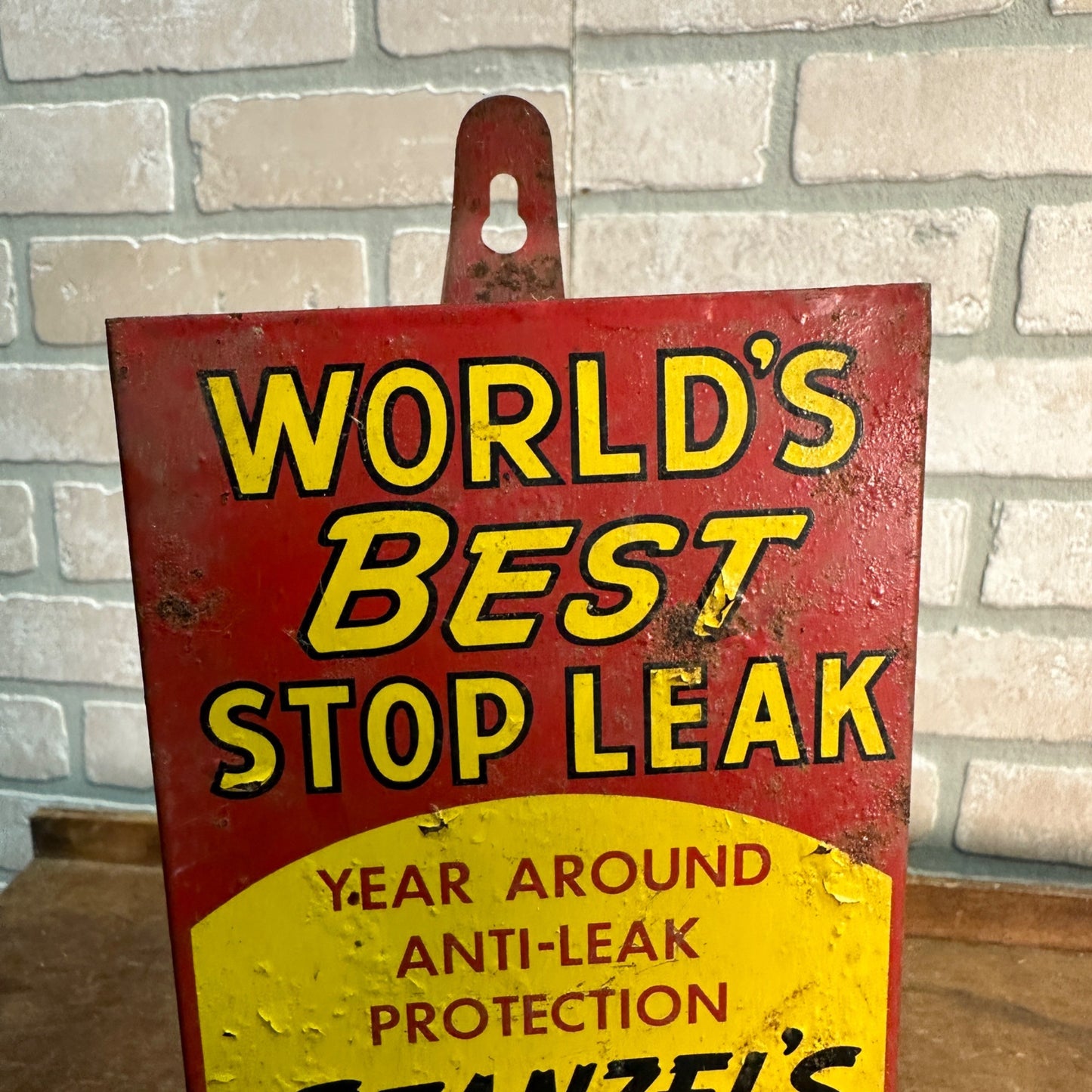 1920s Stanzel's Super Sealer Radiator Stop Leak Metal Wall Display Sign