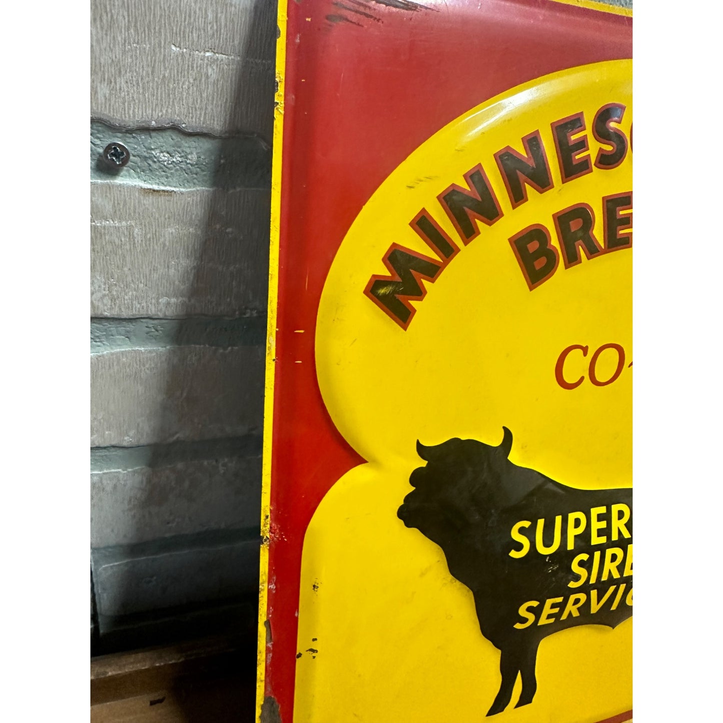 Vintage Minnesota Valley Breeders Sire Service Embossed Tin Advertising Sign