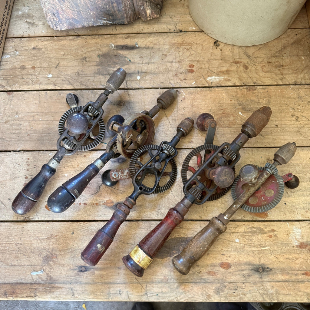 Vintage Woodworking Eggbeater Hand Crank Drill Lot Craftsman Etc