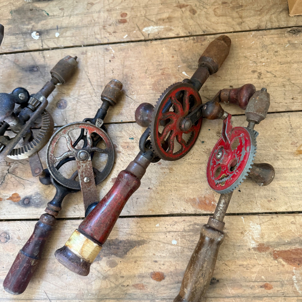 Vintage Woodworking Eggbeater Hand Crank Drill Lot Craftsman Etc