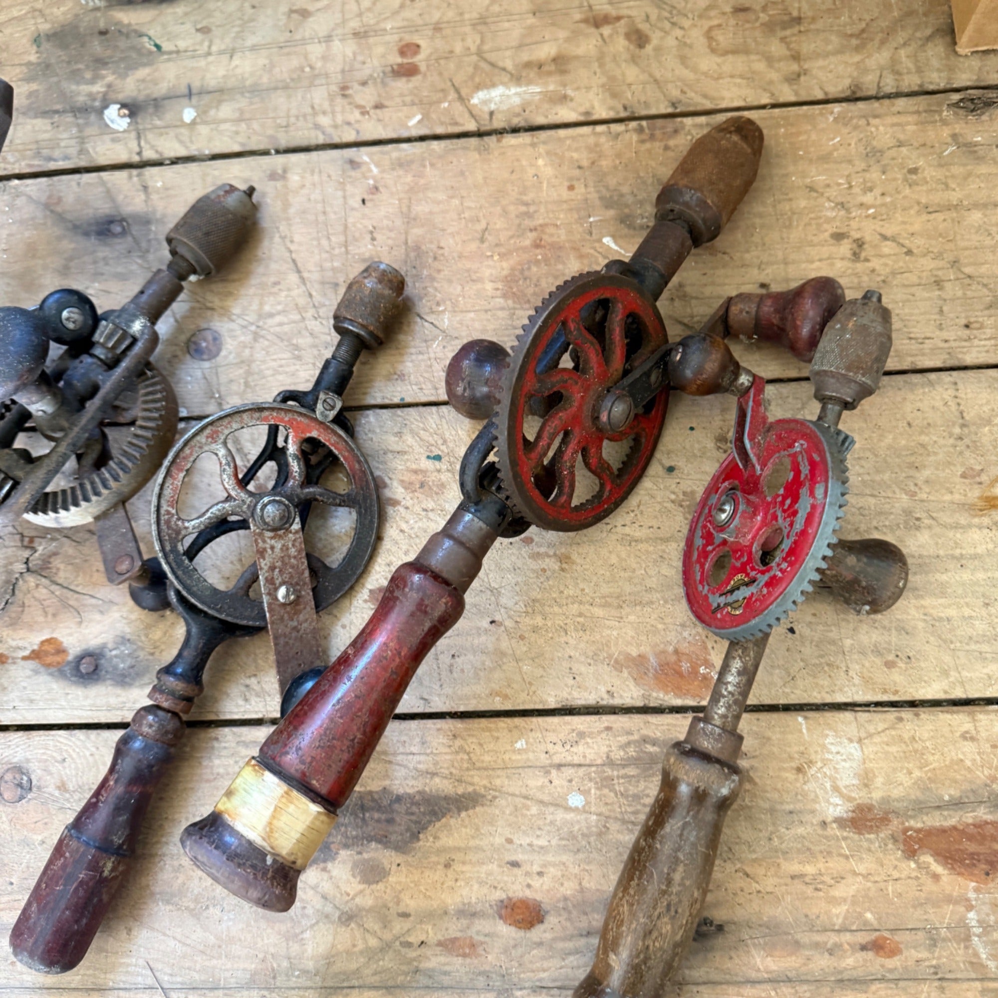 Vintage Woodworking Eggbeater Hand Crank Drill Lot Craftsman Etc