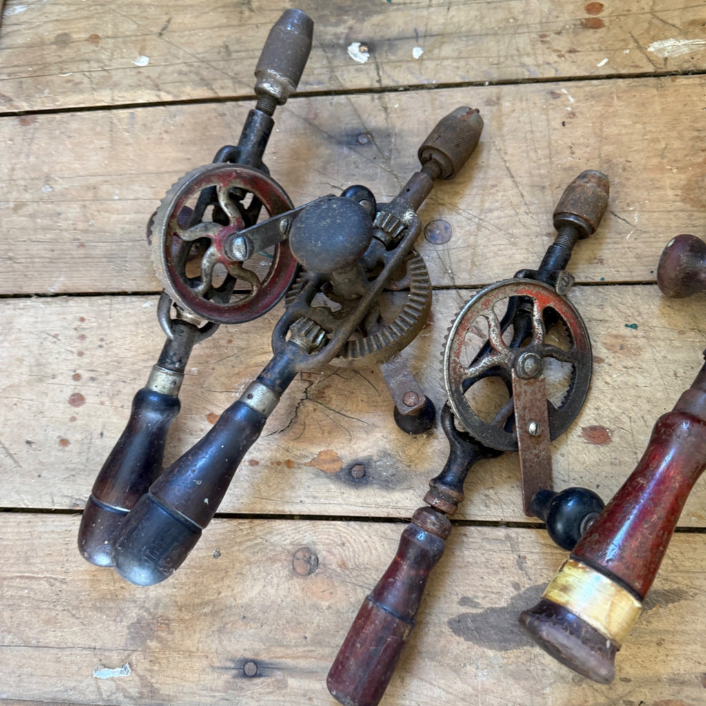 Vintage Woodworking Eggbeater Hand Crank Drill Lot Craftsman Etc