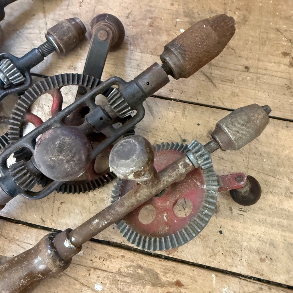 Vintage Woodworking Eggbeater Hand Crank Drill Lot Craftsman Etc