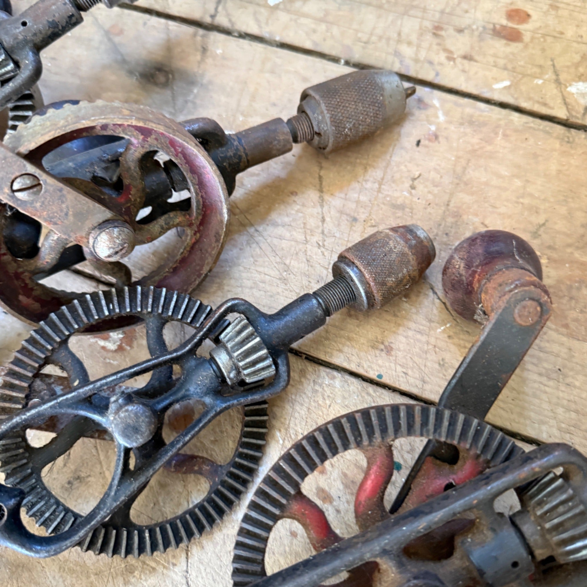 Vintage Woodworking Eggbeater Hand Crank Drill Lot Craftsman Etc