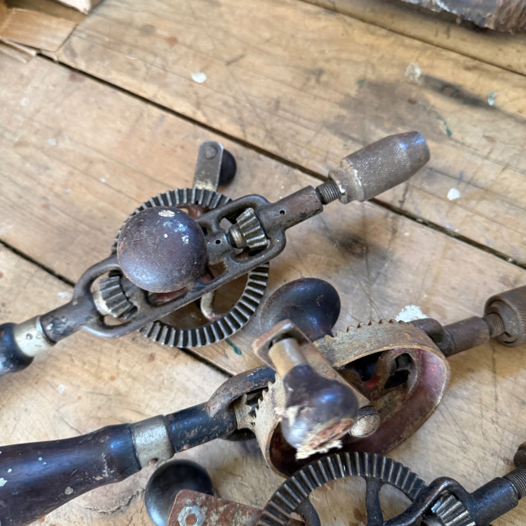Vintage Woodworking Eggbeater Hand Crank Drill Lot Craftsman Etc