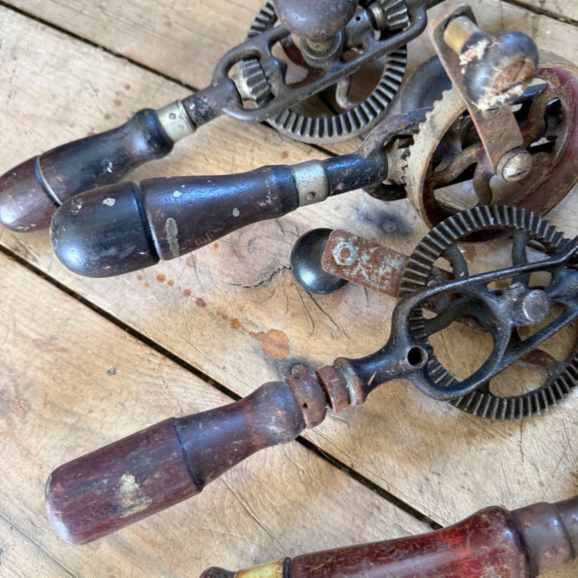 Vintage Woodworking Eggbeater Hand Crank Drill Lot Craftsman Etc