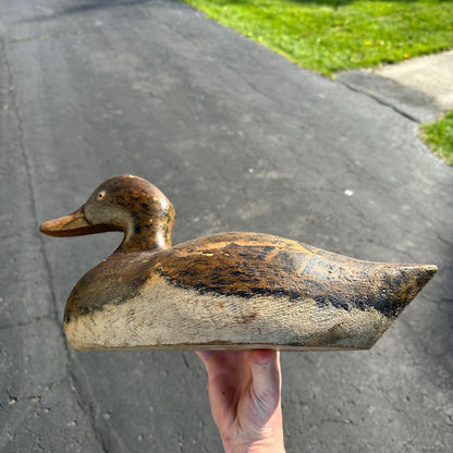 Vintage Gus Nelow Hen Mallard Duck Decoy Wooden Wisconsin