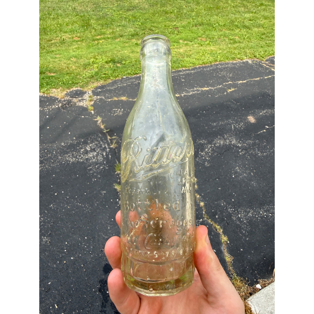 Antique Soda Clear Ritters Cedarburg , Wis Bottled Beverage Embossed 8"