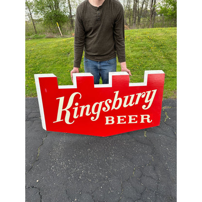 Vintage 1950s Kingsbury Beer Wooden 5ft Advertising Sign Wisconsin