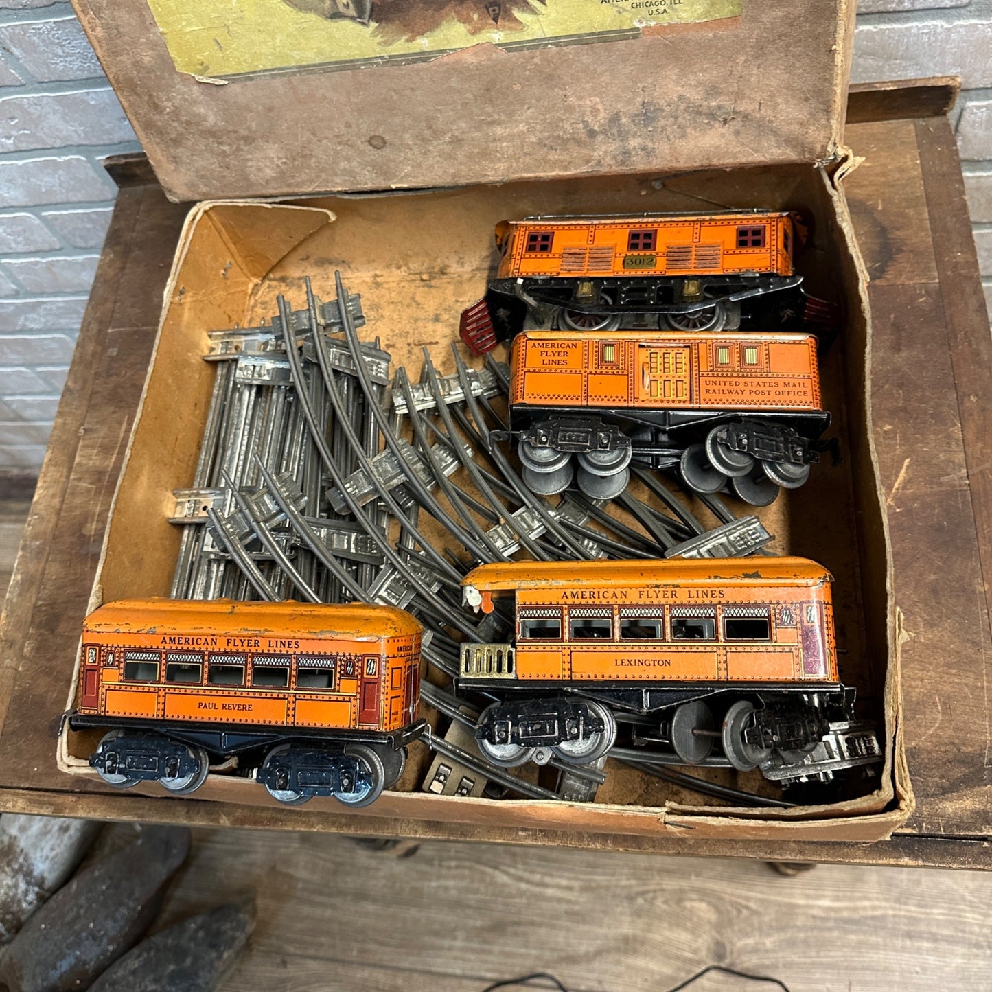 Antique 1920s American Flyer Train Set with Box #301 Train Set Pre-War