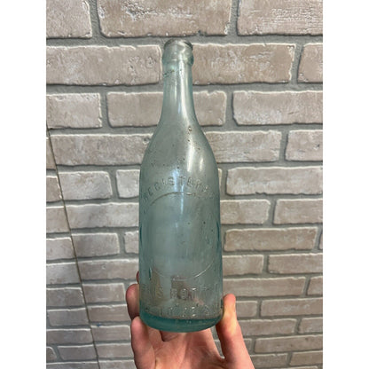 Vintage Early 1900s Aqua Blue Beer Soda Bottle Embossed Blank Plate Registered