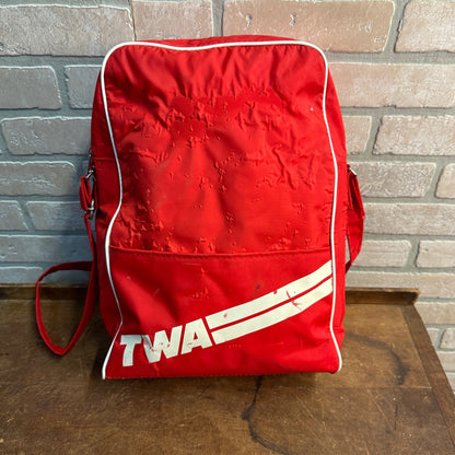 VINTAGE TWA AIRLINE ATTENDANT ZIPPERED SHOULDER CARRY-ON BAG