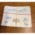 Vintage Hand-Embroidered Comb & Brush Pocket Holder His & Hers Organizer