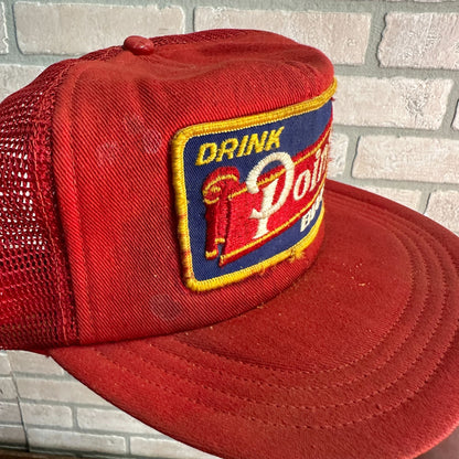 VINTAGE POINT BEER STEVENS POINT WIS PATCH RETRO SNAPBACK HAT RED AS-IS