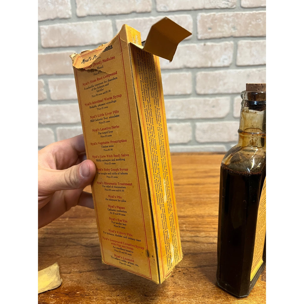 Antique Nyal's Rheumatic Treatment Bottle Box Full Unopened Detroit MI Medicine