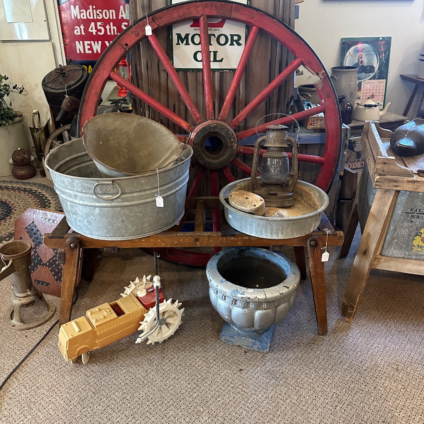 Antique Wooden Primitive Folding Double Wash Stand