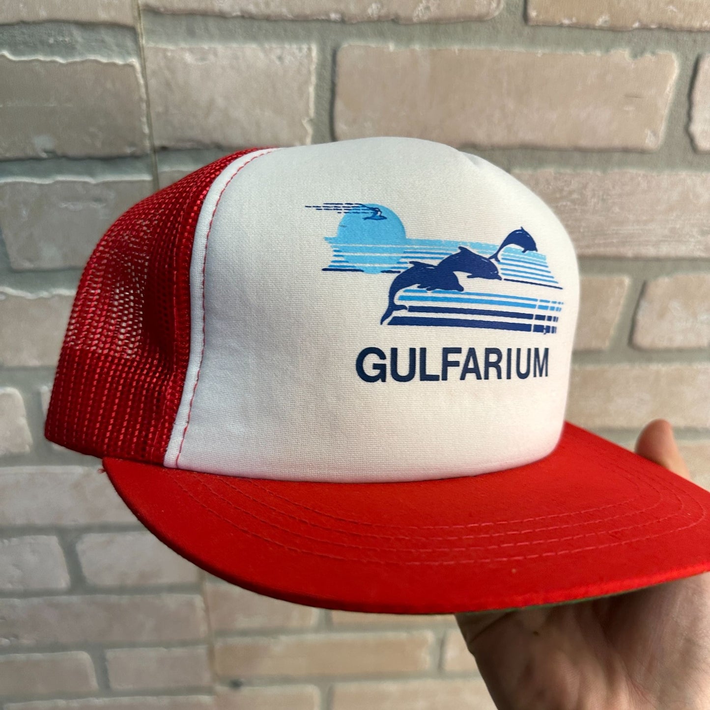 VINTAGE RED FLORIDA GULFARIUM MARINE MESH RETRO SNAPBACK HAT