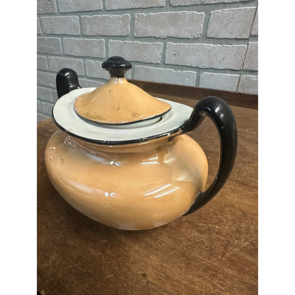 Vintage 1930s Phoenix China Creamer & Sugar Bowl Set Peach Lusterware