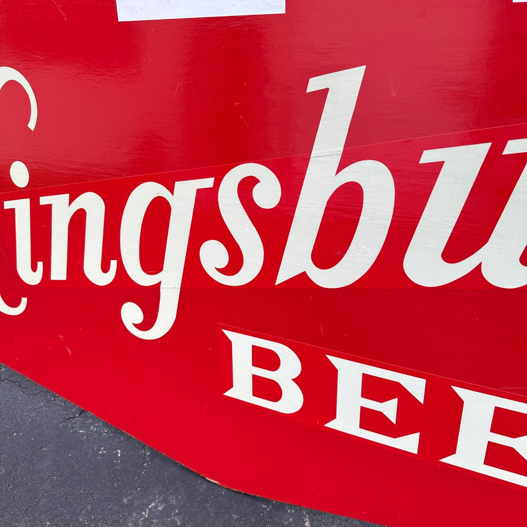 Vintage 1950s Kingsbury Beer Wooden 5ft Advertising Sign Wisconsin