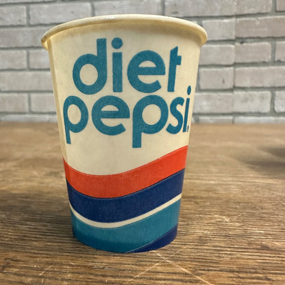 Vintage Diet Pepsi Sample 4oz Wave Soda Promo Wax Paper Cup Pepsi Cola