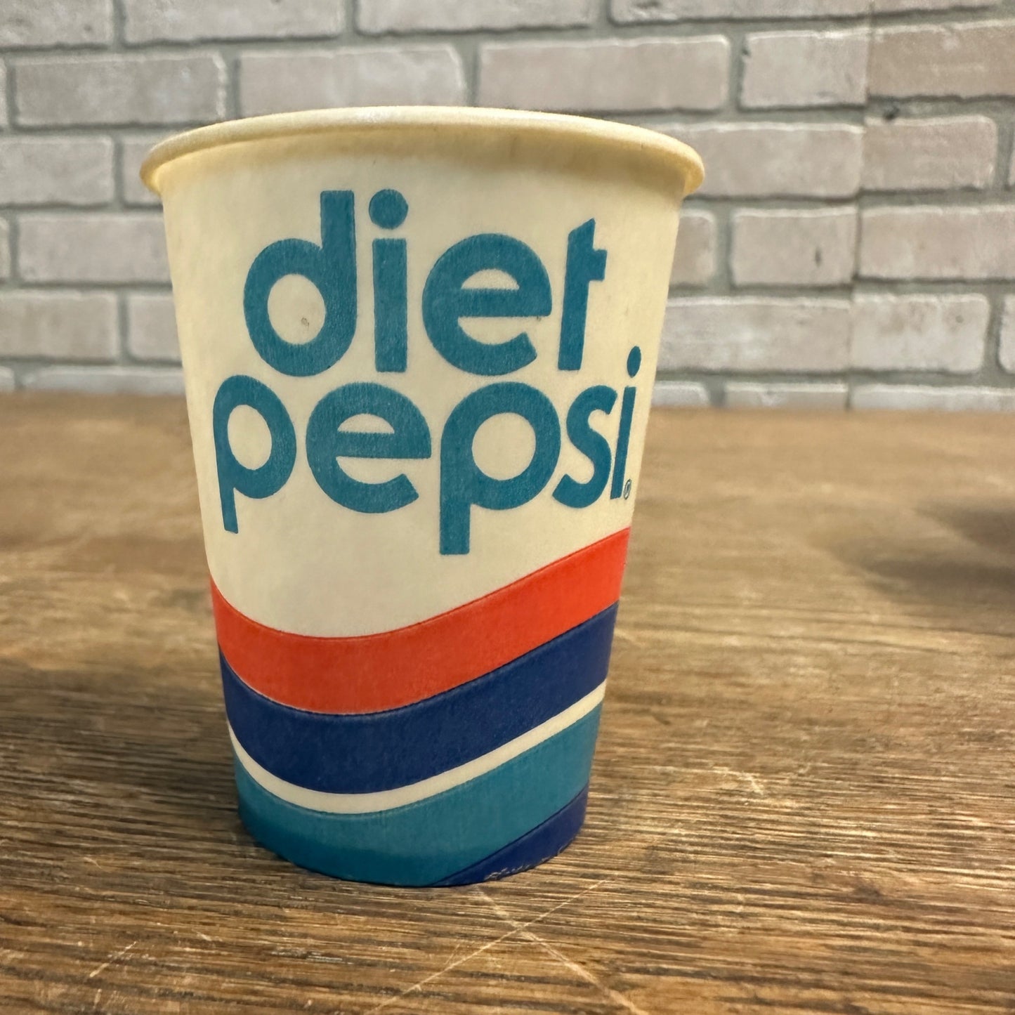 Vintage Diet Pepsi Sample 4oz Wave Soda Promo Wax Paper Cup Pepsi Cola