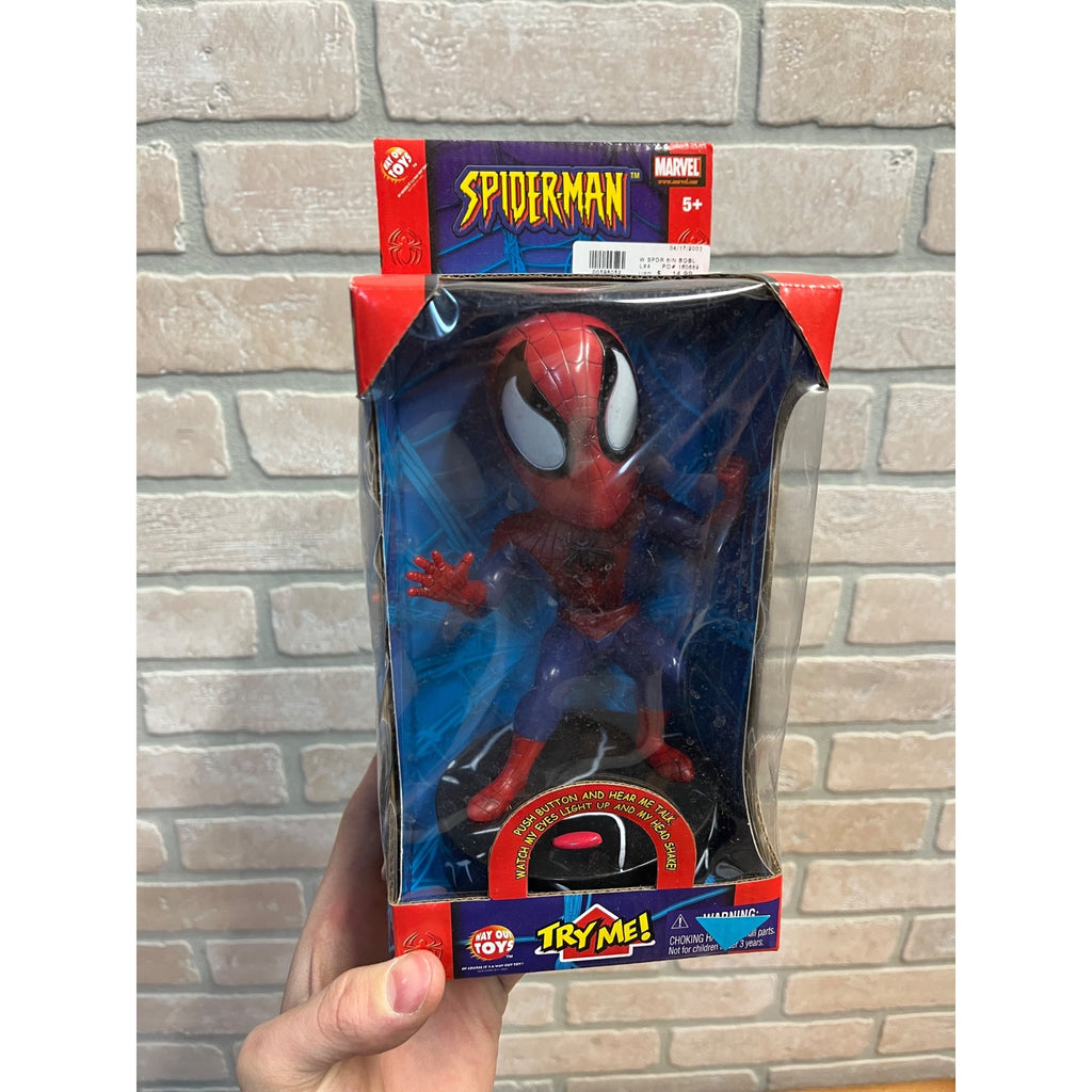 Spider-Man Marvel Talking Bobblehead 6” 2003 NEW Way Out Toys
