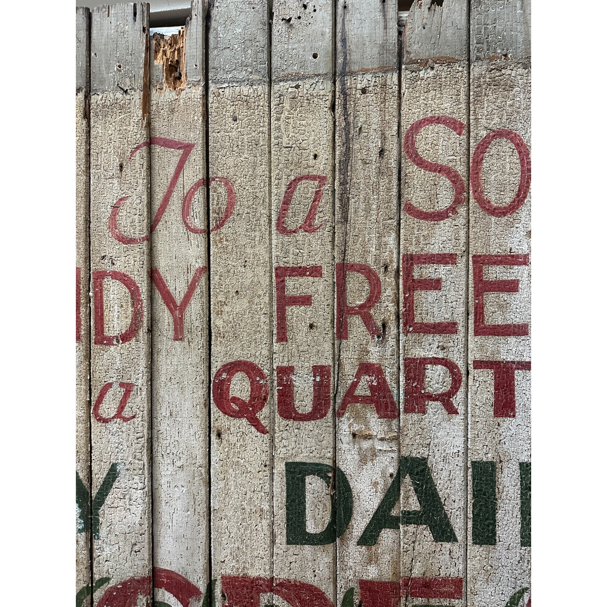 Antique Early 1900s Holly Dairy Ice Cream Painted Wooden Trade Sign Soda Store