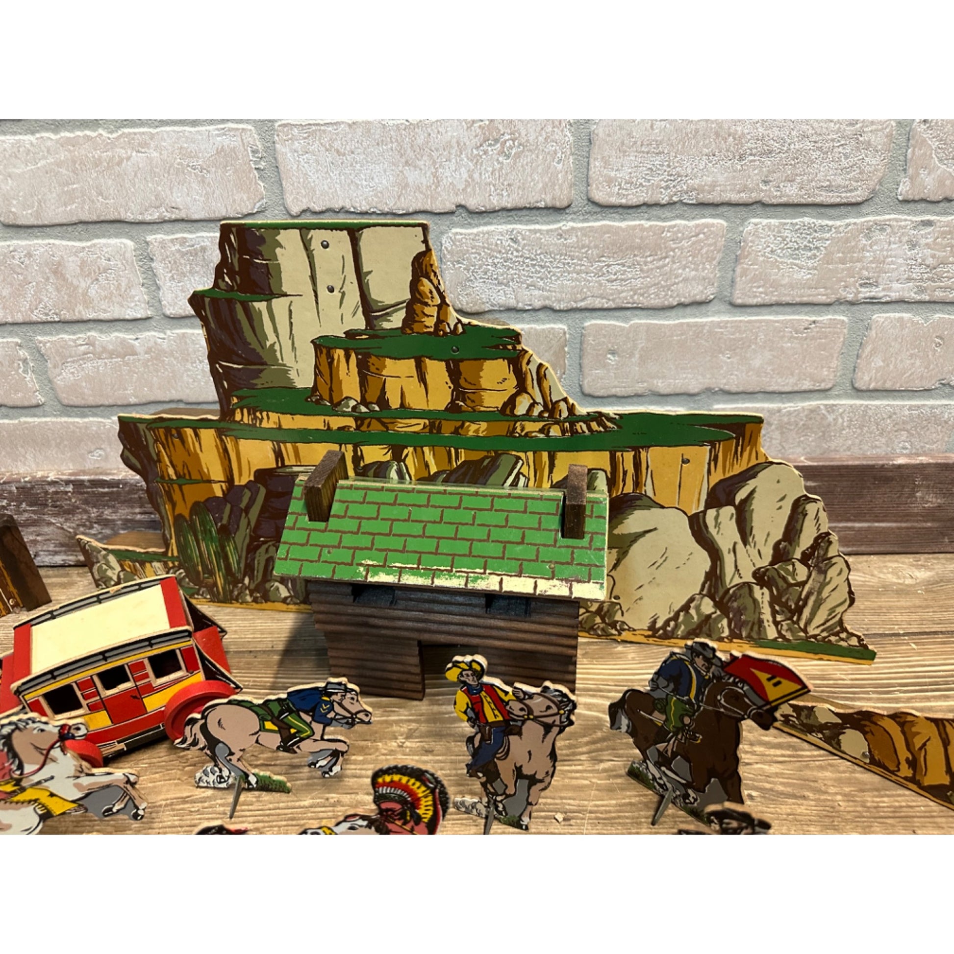 VINTAGE KEYSTONE SHOOTING FRONTIER SET COWBOYS & INDIANS 99% COMPLETE