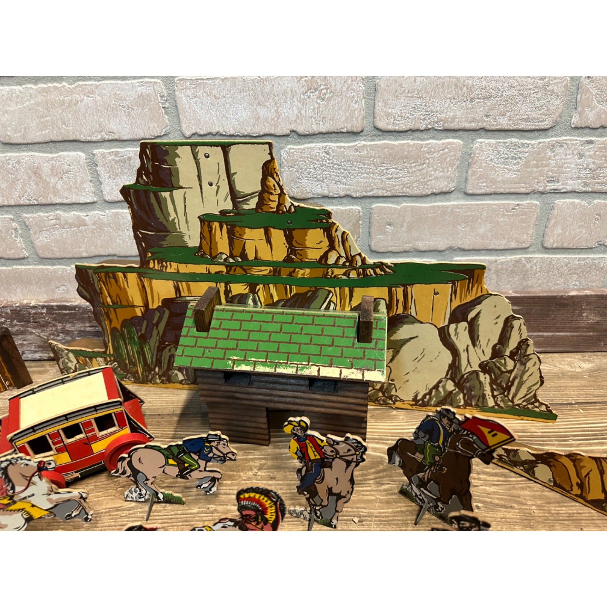 VINTAGE KEYSTONE SHOOTING FRONTIER SET COWBOYS & INDIANS 99% COMPLETE