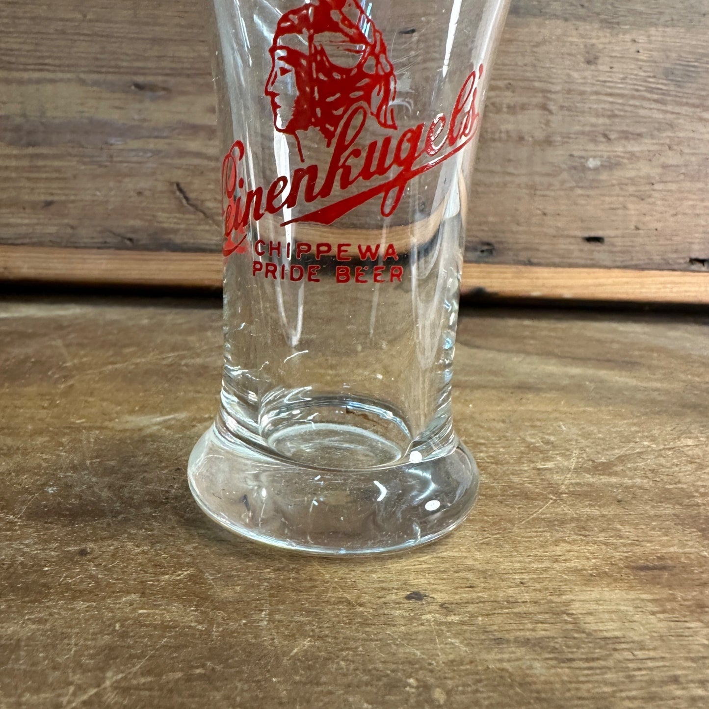 6" LEINENKUGEL BEER GLASS PILSNER TUMBLER CHIPPEWA PRIDE INDIAN MAIDEN