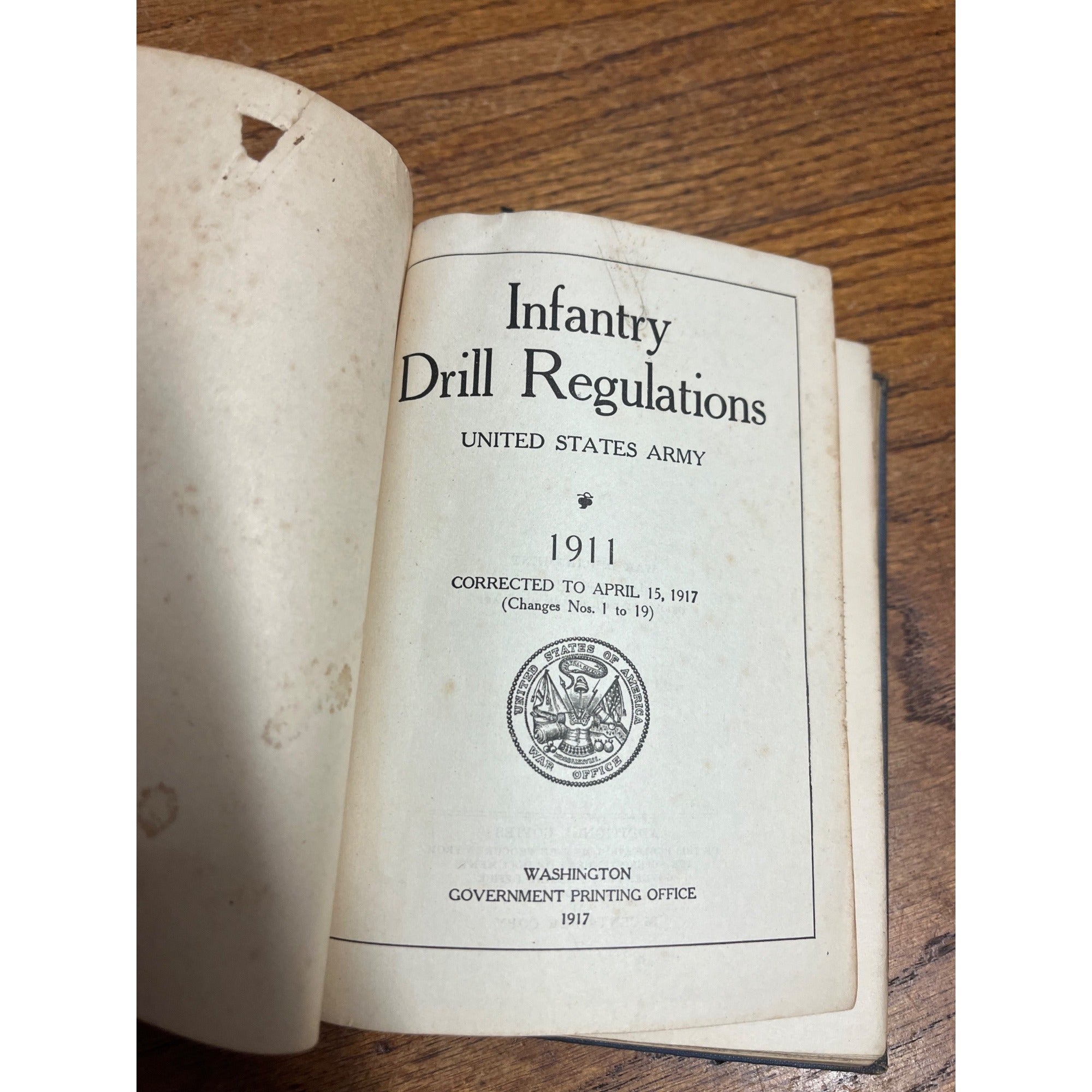 Vintage Hardcover Infantry Drill Regulations United States Army 1911 Book Corrected April 1917