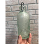 John Graf Milwaukee Wis Aqua Blue Glass Soda Bottle Blob Top Octagon Base WI