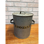 Antique Galvanized Tin Cookie Jar Primitive Farmhouse w. Handles