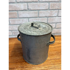 Antique Galvanized Tin Cookie Jar Primitive Farmhouse w. Handles