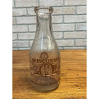 Vintage Midwest Milk Bottle With Wisconsin Facts Plymouth, Wisconsin University of WI One Quart