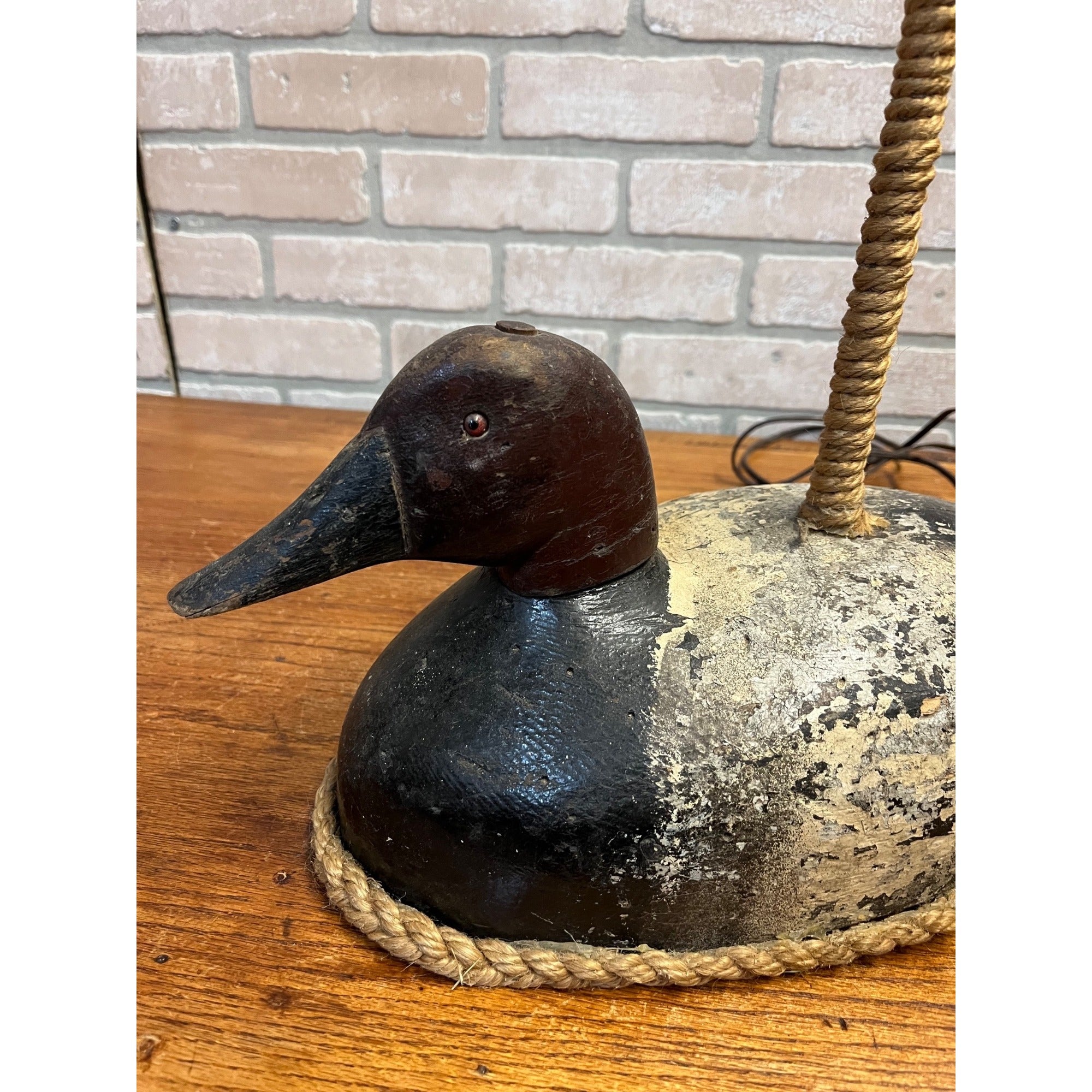 Antique Vintage Wooden Duck Decoy Lamp Folksy Folk Art Cabin Decor