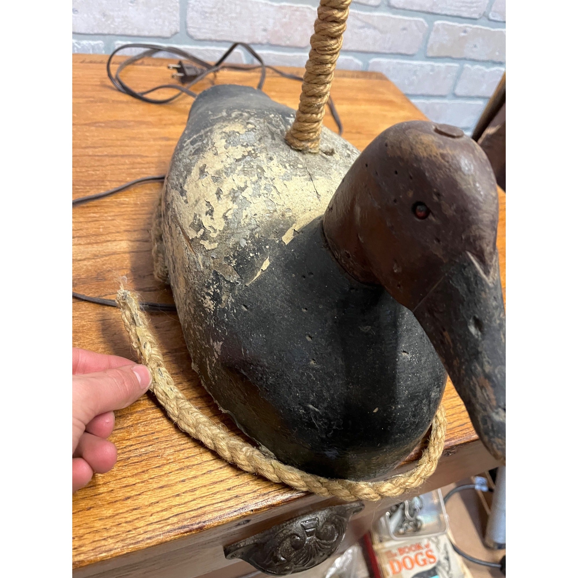 Antique Vintage Wooden Duck Decoy Lamp Folksy Folk Art Cabin Decor