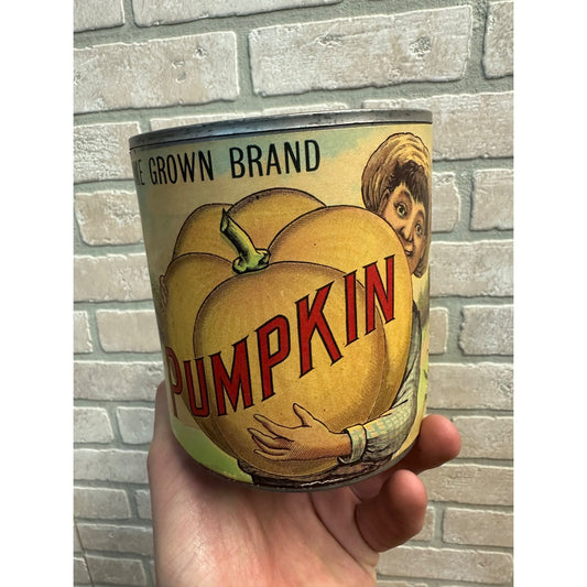 Vintage Home Grown Brand Pumpkin Tin Paper Label E.D. Green (Dorset Ohio) Advertising