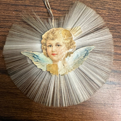 Antique Victorian Cotton Spun Angel Scrap Christmas Ornament