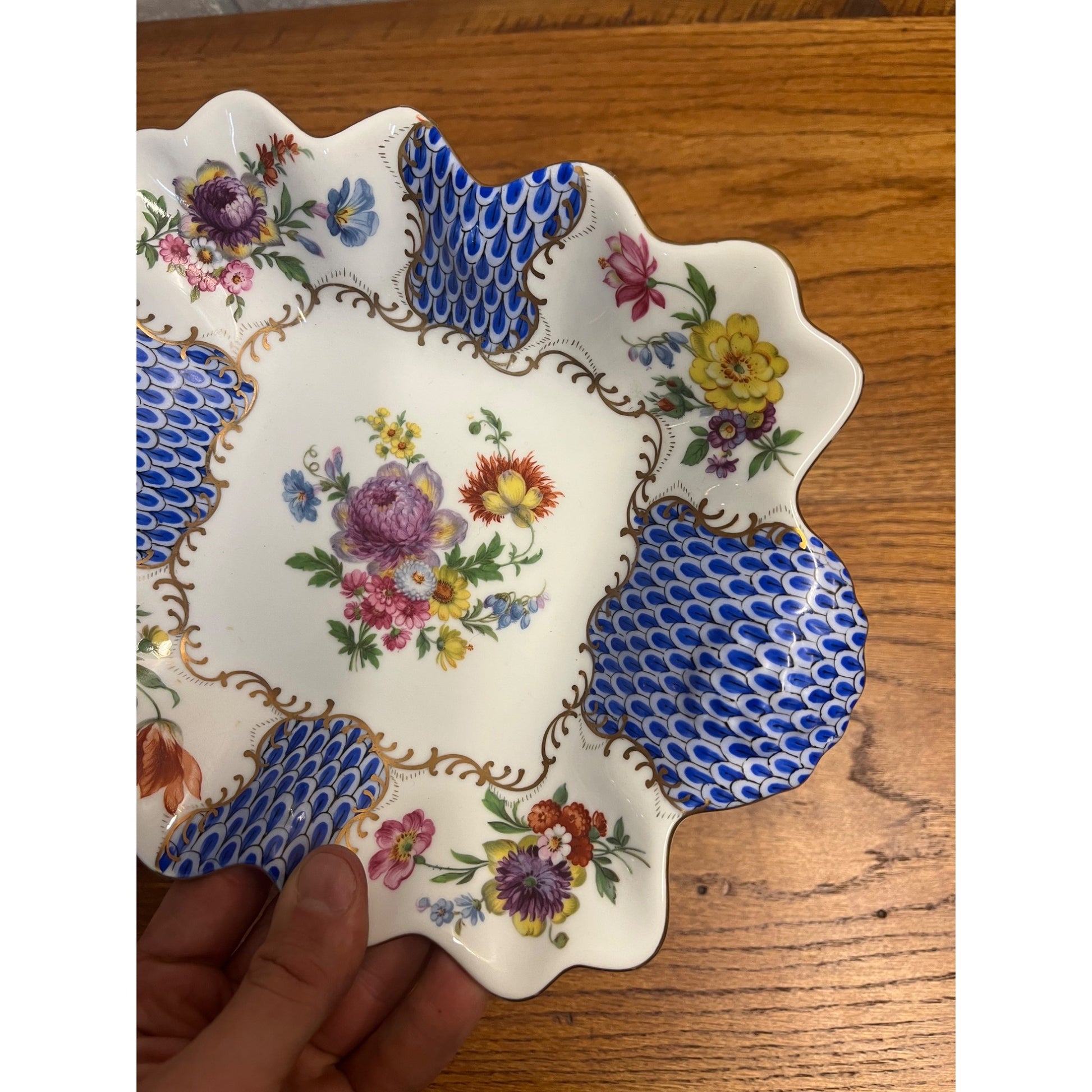 Rare Vintage Royal Europe Peinte a La Main Hand Painted Porcelain Dish Bowl