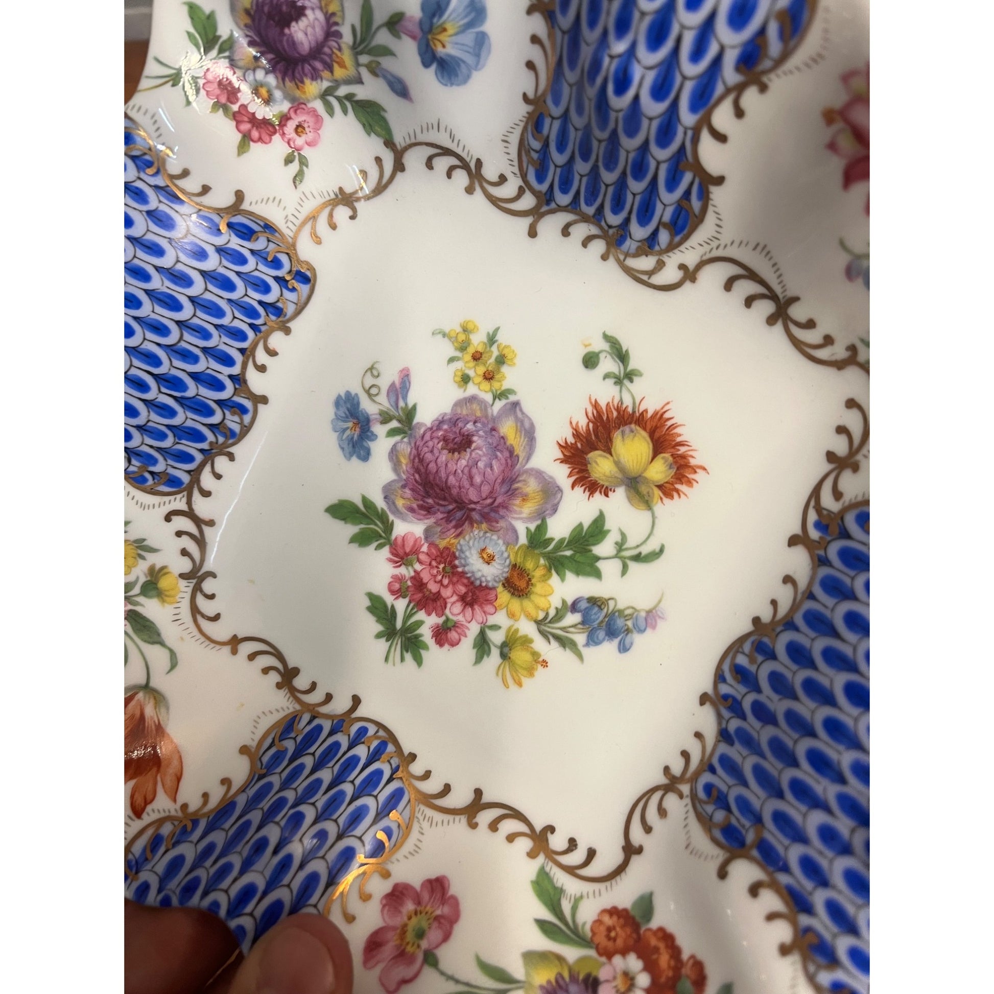 Rare Vintage Royal Europe Peinte a La Main Hand Painted Porcelain Dish Bowl