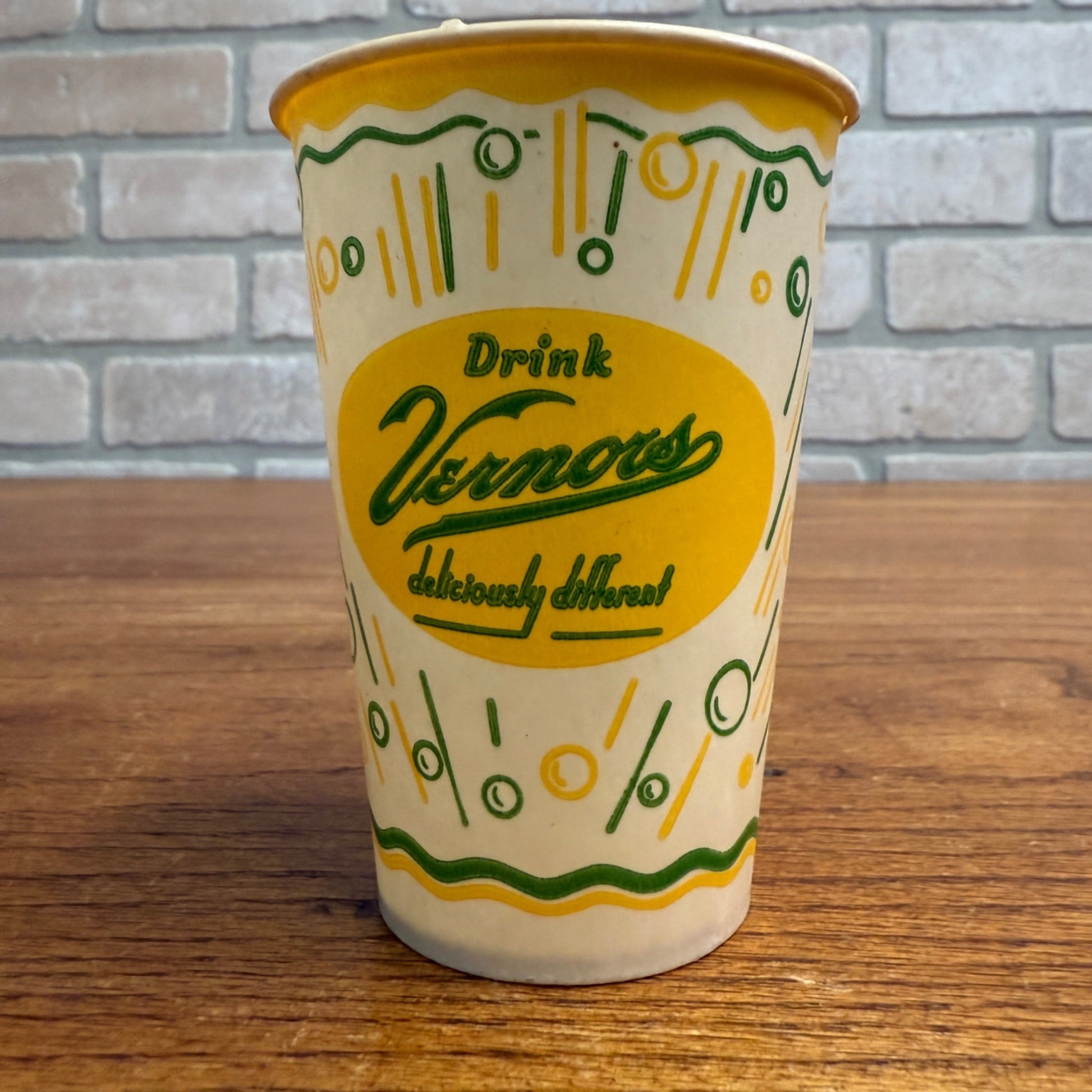 Vintage Vernors Ginger Ale Soda Paper Wax Promotional Cup 3.75"