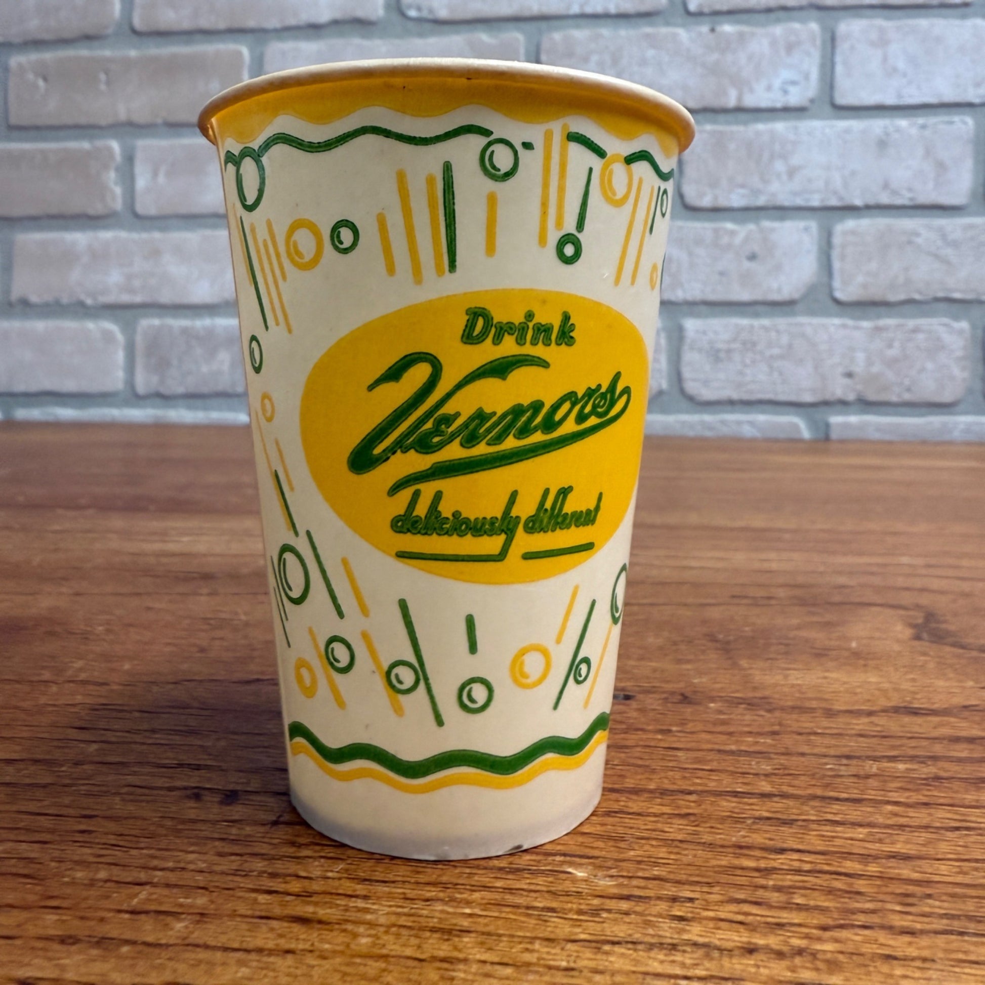 Vintage Vernors Ginger Ale Soda Paper Wax Promotional Cup 3.75"