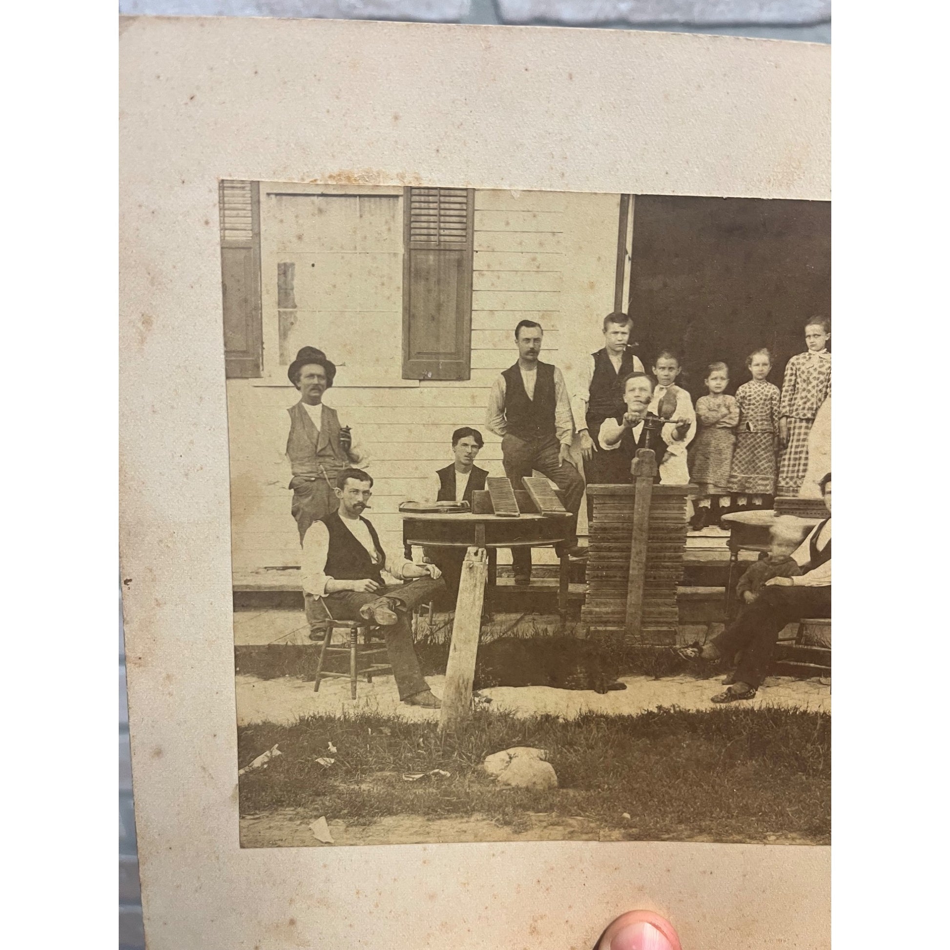Antique Vintage Cabinet Photo Cigar Makers Work Shop Cigar Molds